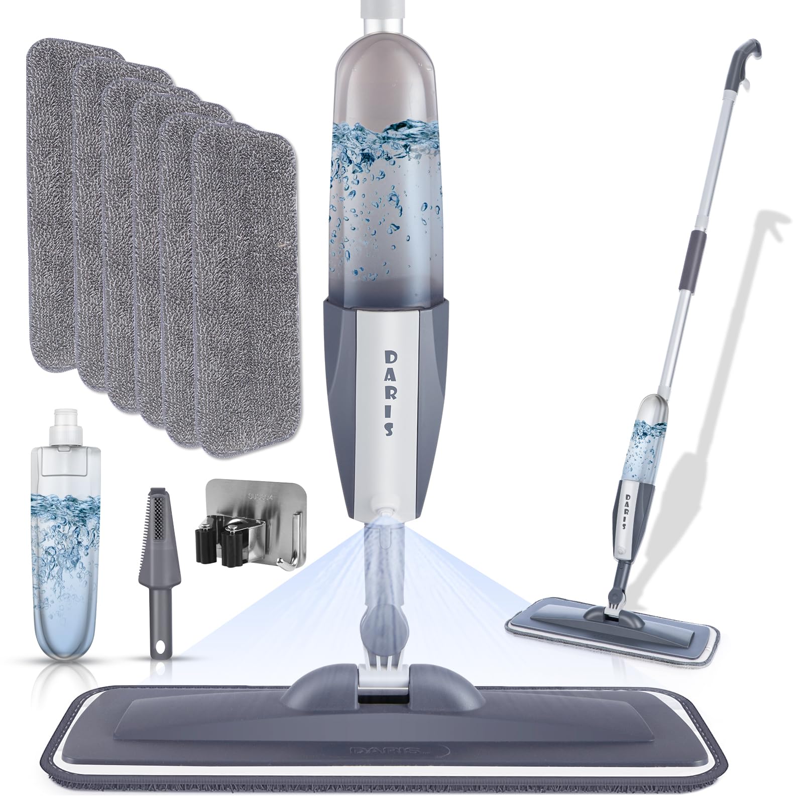 Amazon.co.jp: 【6枚付き】DARISHMスプレーモップ 拭き掃除 回転